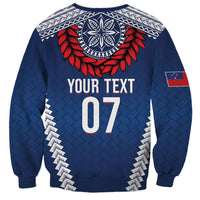 Manu Samoa Rugby Custom Navy Blue Sweatshirt ʻIe Toga Pattern With Red Ula fala
