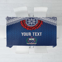 Manu Samoa Rugby Custom Navy Blue Tablecloth ʻIe Toga Pattern With Red Ula fala LT7 Navy Blue - Polynesian Pride
