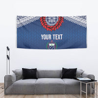 Manu Samoa Rugby Custom Navy Blue Tapestry ʻIe Toga Pattern With Red Ula fala LT7 - Polynesian Pride