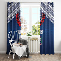 Manu Samoa Rugby Custom Navy Blue Window Curtain ʻIe Toga Pattern With Red Ula fala LT7 - Polynesian Pride