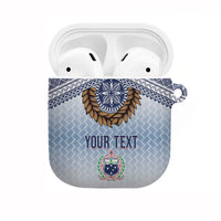 Manu Samoa Rugby Custom White AirPods Case ʻIe Toga Pattern With Brown Ula fala LT7 White - Polynesian Pride