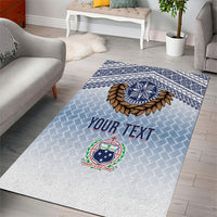 Manu Samoa Rugby Custom White Area Rug ʻIe Toga Pattern With Brown Ula fala LT7 - Polynesian Pride