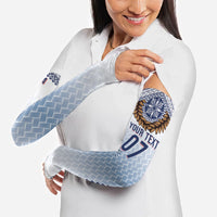 Manu Samoa Rugby Custom White Arm Sleeves ʻIe Toga Pattern With Brown Ula fala LT7 - Polynesian Pride
