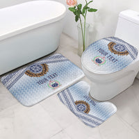 Manu Samoa Rugby Custom White Bathroom Set ʻIe Toga Pattern With Brown Ula fala LT7 - Polynesian Pride