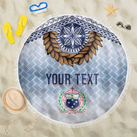 Manu Samoa Rugby Custom White Beach Blanket ʻIe Toga Pattern With Brown Ula fala LT7 One Size 150cm White - Polynesian Pride