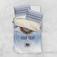 Manu Samoa Rugby Custom White Bedding Set ʻIe Toga Pattern With Brown Ula fala LT7 US Twin 172cm x 218cm White - Polynesian Pride