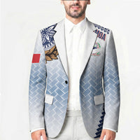 Manu Samoa Rugby Custom White Blazer ʻIe Toga Pattern With Brown Ula fala LT7 - Polynesian Pride