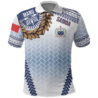 Manu Samoa Rugby Custom White Polo Shirt ʻIe Toga Pattern With Brown Ula fala LT7 White - Polynesian Pride