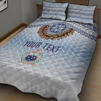 Manu Samoa Rugby Custom White Quilt Bed Set ʻIe Toga Pattern With Brown Ula fala LT7 - Polynesian Pride