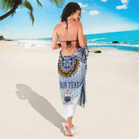 Manu Samoa Rugby Custom White Sarong ʻIe Toga Pattern With Brown Ula fala LT7 - Polynesian Pride
