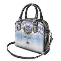 Manu Samoa Rugby Custom White Shoulder Handbag ʻIe Toga Pattern With Brown Ula fala LT7 - Polynesian Pride