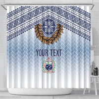 Manu Samoa Rugby Custom White Shower Curtain ʻIe Toga Pattern With Brown Ula fala LT7 - Polynesian Pride