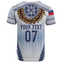 Manu Samoa Rugby Custom White T Shirt ʻIe Toga Pattern With Brown Ula fala LT7 - Polynesian Pride