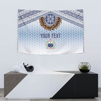 Manu Samoa Rugby Custom White Tapestry ʻIe Toga Pattern With Brown Ula fala LT7 - Polynesian Pride