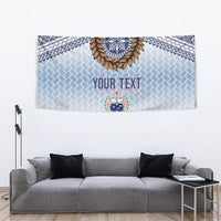 Manu Samoa Rugby Custom White Tapestry ʻIe Toga Pattern With Brown Ula fala LT7 - Polynesian Pride