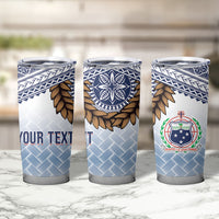 Manu Samoa Rugby Custom White Tumbler Cup ʻIe Toga Pattern With Brown Ula fala LT7 - Polynesian Pride