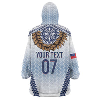 Manu Samoa Rugby Custom White Wearable Blanket Hoodie ʻIe Toga Pattern With Brown Ula fala LT7 - Polynesian Pride