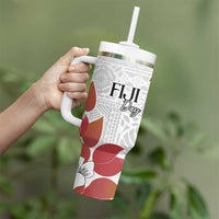 Bula Fiji Day Tumbler With Handle Tagimaucia on Masi Pattern