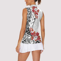 Bula Fiji Day Women Sleeveless Polo Shirt Tagimaucia on Masi Pattern LT7 - Polynesian Pride