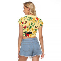 Aloha Hawaii Raglan Cropped T Shirt I'iwi on Mamane Pastel Cream LT7 - Polynesian Pride