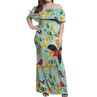 Aloha Hawaii Off Shoulder Maxi Dress I'iwi on Mamane Pastel Turquoise