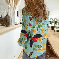 Aloha Hawaii Women Casual Shirt I'iwi on Mamane Pastel Turquoise