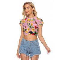 Aloha Hawaii Raglan Cropped T Shirt I'iwi on Mamane Pastel Pink LT7 Female Pink - Polynesian Pride