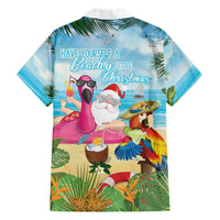 Have Yourself A Beachy Little Christmas Family Matching Off The Shoulder Long Sleeve Dress and Hawaiian Shirt with Santa Chilling - Polynesian Pride