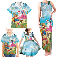 Have Yourself A Beachy Little Christmas Family Matching Tank Maxi Dress and Hawaiian Shirt with Santa Chilling - Polynesian Pride