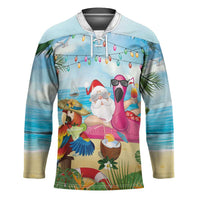 Have Yourself A Beachy Little Christmas Hockey Jersey with Santa Chilling LT7 Unisex Colorful - Polynesian Pride