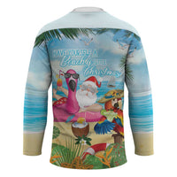 Have Yourself A Beachy Little Christmas Hockey Jersey with Santa Chilling LT7 - Polynesian Pride