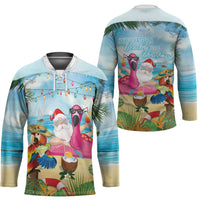 Have Yourself A Beachy Little Christmas Hockey Jersey with Santa Chilling LT7 - Polynesian Pride