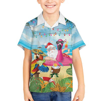 Have Yourself A Beachy Little Christmas Kid Hawaiian Shirt with Santa Chilling - Polynesian Pride