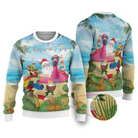 Have Yourself A Beachy Little Christmas Ugly Christmas Sweater with Santa Chilling - Polynesian Pride