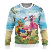 Have Yourself A Beachy Little Christmas Ugly Christmas Sweater with Santa Chilling - Polynesian Pride