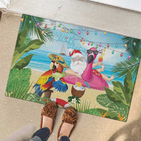 Have Yourself A Beachy Little Christmas Rubber Doormat with Santa Chilling - Polynesian Pride