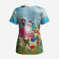 Have Yourself A Beachy Little Christmas Scrub Top with Santa Chilling - Polynesian Pride