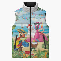 Have Yourself A Beachy Little Christmas Sleeveless Puffer Jacket with Santa Chilling - Polynesian Pride