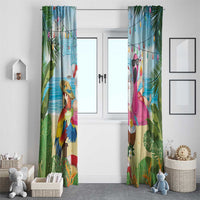 Have Yourself A Beachy Little Christmas Window Curtain with Santa Chilling - Polynesian Pride