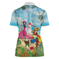 Have Yourself A Beachy Little Christmas Women Polo Shirt with Santa Chilling - Polynesian Pride