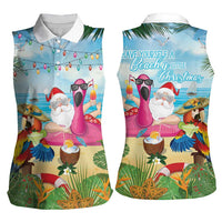 Have Yourself A Beachy Little Christmas Women Sleeveless Polo Shirt with Santa Chilling - Polynesian Pride