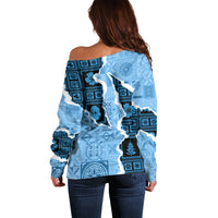 Bula Fiji Tapa Mix Christmas Off Shoulder Sweater Vintage Style LT7 - Polynesian Pride