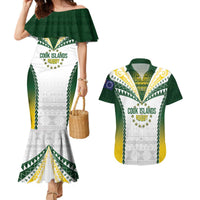 Cook Islands Rugby Custom Couples Matching Mermaid Dress and Hawaiian Shirt Kuki's Aitu Champions LT7 Colorful - Polynesian Pride