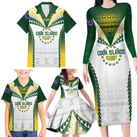 Cook Islands Rugby Custom Family Matching Long Sleeve Bodycon Dress and Hawaiian Shirt Kuki's Aitu Champions - Polynesian Pride