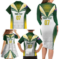 Cook Islands Rugby Custom Family Matching Long Sleeve Bodycon Dress and Hawaiian Shirt Kuki's Aitu Champions - Polynesian Pride
