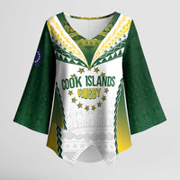 Cook Islands Rugby Custom Kimono Sleeve Blouse Kuki's Aitu Champions LT7 Female Colorful - Polynesian Pride