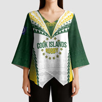 Cook Islands Rugby Custom Kimono Sleeve Blouse Kuki's Aitu Champions LT7 - Polynesian Pride