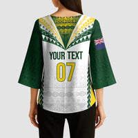 Cook Islands Rugby Custom Kimono Sleeve Blouse Kuki's Aitu Champions LT7 - Polynesian Pride