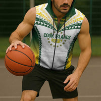 Cook Islands Rugby Custom Sleeveless Zip Hoodie Kuki's Aitu Champions LT7 - Polynesian Pride