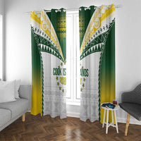 Cook Islands Rugby Window Curtain Kuki's Aitu Champions LT7 With Grommets Colorful - Polynesian Pride